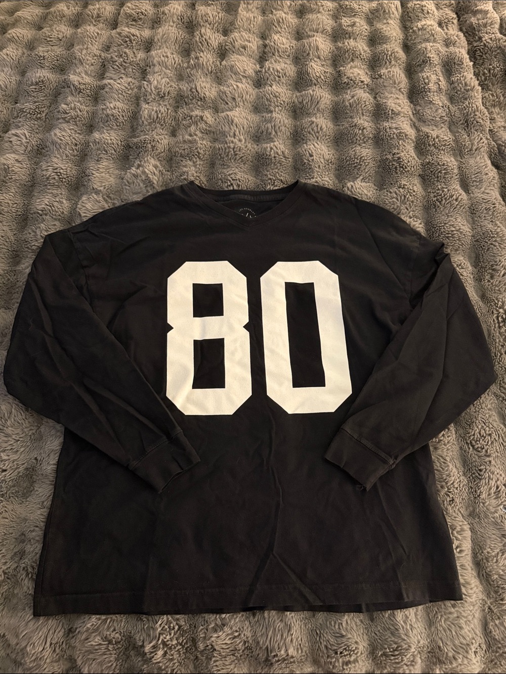 PacSun Black Long-Sleeve Oversized Tee with White '80' Graphic
